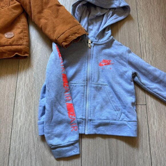 Bundle of 2 Little Me Boy Jacket Corduroy Fleece brwn jacket/Nike blue sweater - Picture 11 of 13